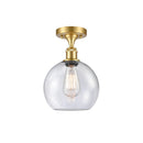 Athens Semi-Flush Mount shown in the Satin Gold finish with a Seedy shade