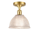 Arietta Semi-Flush Mount shown in the Satin Gold finish with a Clear shade