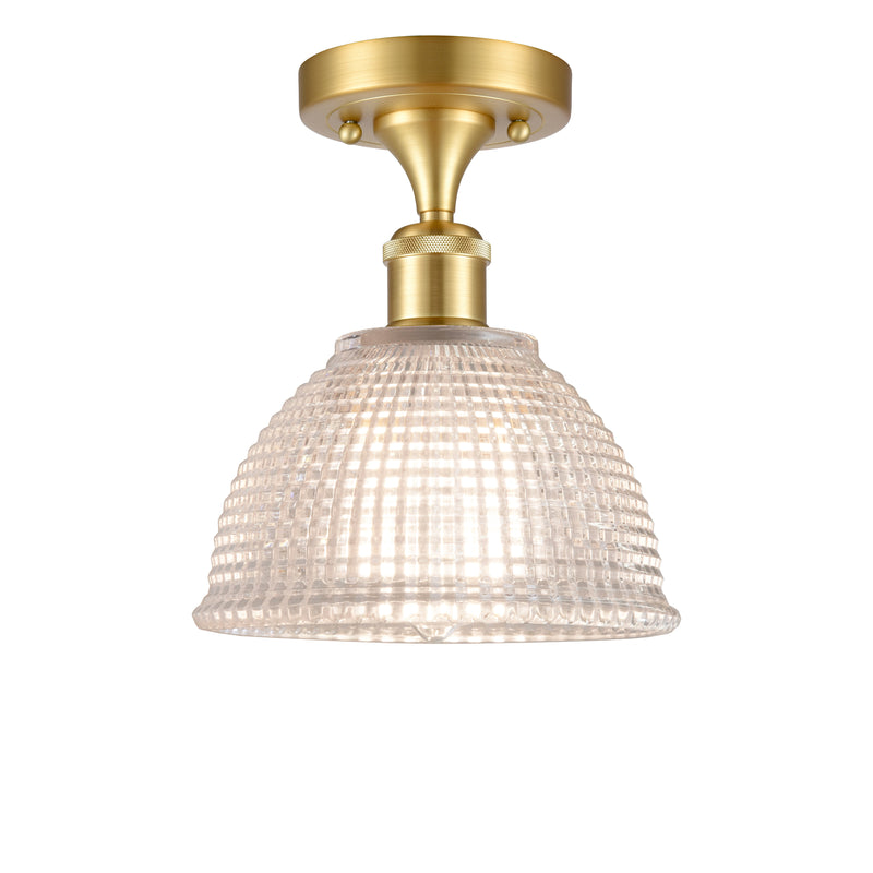 Arietta Semi-Flush Mount shown in the Satin Gold finish with a Clear shade