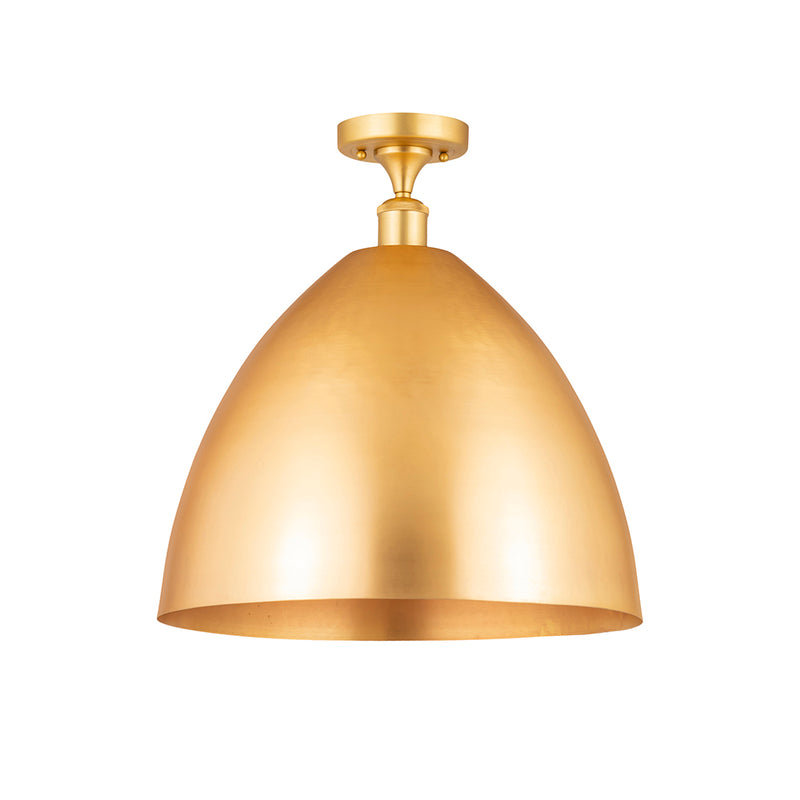 Ballston Dome Semi-Flush Mount shown in the Satin Gold finish with a Satin Gold shade