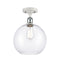 Athens Semi-Flush Mount shown in the White and Polished Chrome finish with a Clear shade