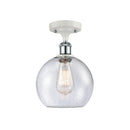 Athens Semi-Flush Mount shown in the White and Polished Chrome finish with a Seedy shade