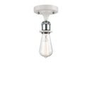 Bare Bulb Semi-Flush Mount shown in the White and Polished Chrome finish