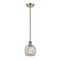 Belfast Mini Pendant shown in the Antique Brass finish with a Clear Crackle shade