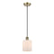 Cobbleskill Mini Pendant shown in the Antique Brass finish with a Matte White shade