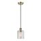 Cobbleskill Mini Pendant shown in the Antique Brass finish with a Clear shade