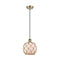 Farmhouse Rope Mini Pendant shown in the Antique Brass finish with a White Glass with Brown Rope shade