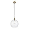 Athens Mini Pendant shown in the Antique Brass finish with a Seedy shade