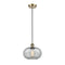 Gorham Mini Pendant shown in the Antique Brass finish with a Charcoal shade