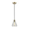 Conesus Mini Pendant shown in the Antique Brass finish with a Clear Crackle shade