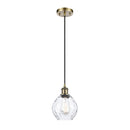 Waverly Mini Pendant shown in the Antique Brass finish with a Clear shade