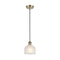 Dayton Mini Pendant shown in the Antique Brass finish with a White shade