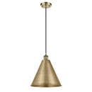 Ballston Cone Mini Pendant shown in the Antique Brass finish with a Antique Brass shade