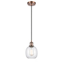 Belfast Mini Pendant shown in the Antique Copper finish with a Seedy shade