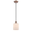 Cobbleskill Mini Pendant shown in the Antique Copper finish with a Matte White shade