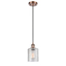 Cobbleskill Mini Pendant shown in the Antique Copper finish with a Clear shade