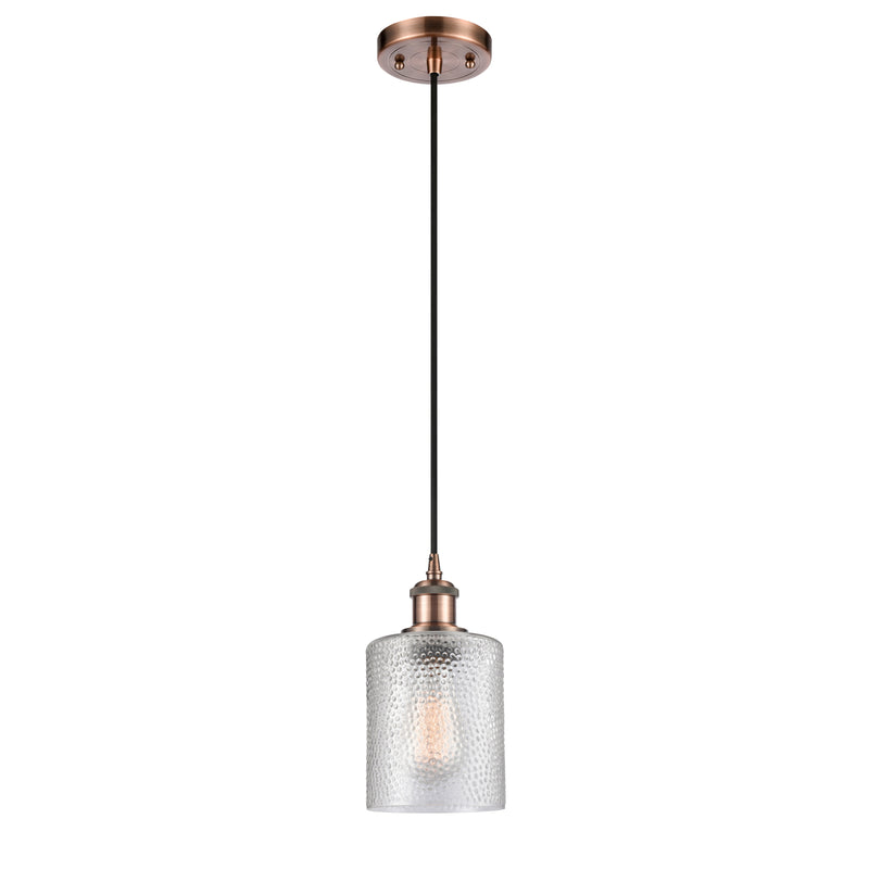 Cobbleskill Mini Pendant shown in the Antique Copper finish with a Clear shade