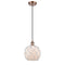 Farmhouse Rope Mini Pendant shown in the Antique Copper finish with a White Glass with White Rope shade