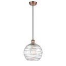 Deco Swirl Mini Pendant shown in the Antique Copper finish with a Clear shade