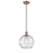 Deco Swirl Mini Pendant shown in the Antique Copper finish with a Clear shade