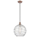 Deco Swirl Mini Pendant shown in the Antique Copper finish with a Clear shade