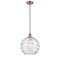 Deco Swirl Mini Pendant shown in the Antique Copper finish with a Clear shade