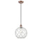 Farmhouse Rope Mini Pendant shown in the Antique Copper finish with a Clear Glass with White Rope shade