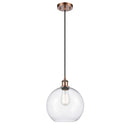 Athens Mini Pendant shown in the Antique Copper finish with a Clear shade