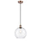 Athens Mini Pendant shown in the Antique Copper finish with a Clear shade