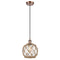 Farmhouse Rope Mini Pendant shown in the Antique Copper finish with a Clear Glass with Brown Rope shade