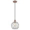 Farmhouse Rope Mini Pendant shown in the Antique Copper finish with a Clear Glass with White Rope shade