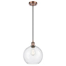 Athens Mini Pendant shown in the Antique Copper finish with a Seedy shade