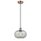 Gorham Mini Pendant shown in the Antique Copper finish with a Charcoal shade