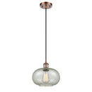 Gorham Mini Pendant shown in the Antique Copper finish with a Mica shade