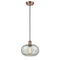 Gorham Mini Pendant shown in the Antique Copper finish with a Mica shade