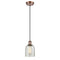 Caledonia Mini Pendant shown in the Antique Copper finish with a Mica shade