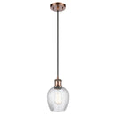 Salina Mini Pendant shown in the Antique Copper finish with a Clear Spiral Fluted shade