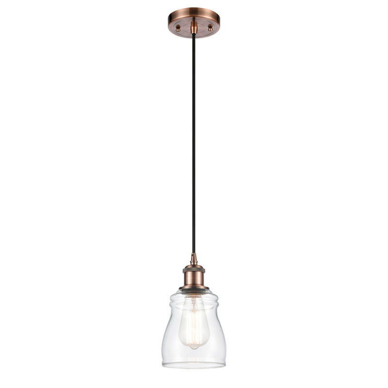 Ellery Mini Pendant shown in the Antique Copper finish with a Clear shade