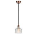 Dayton Mini Pendant shown in the Antique Copper finish with a Clear shade