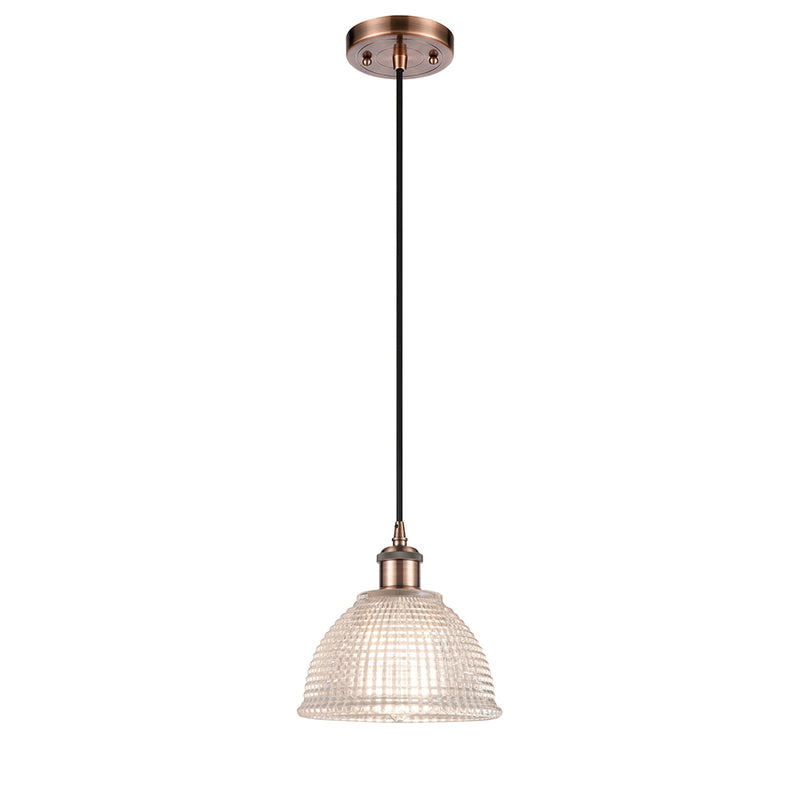 Arietta Mini Pendant shown in the Antique Copper finish with a Clear shade