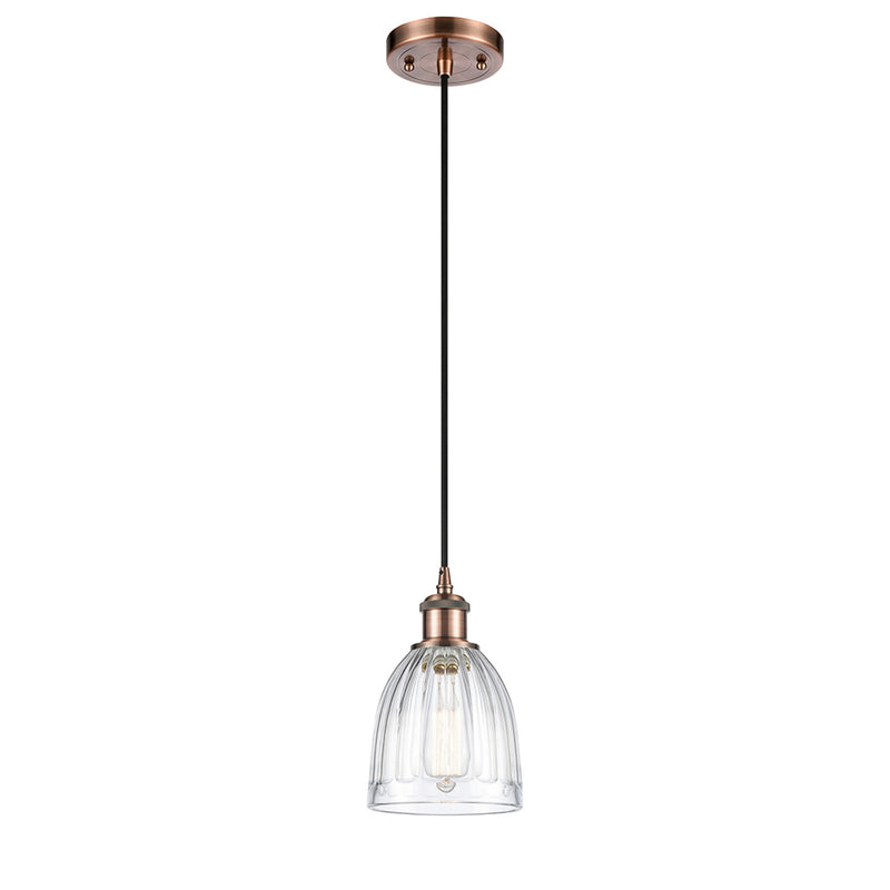 Brookfield Mini Pendant shown in the Antique Copper finish with a Clear shade