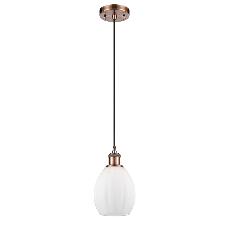 Eaton Mini Pendant shown in the Antique Copper finish with a Matte White shade