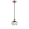 Fenton Mini Pendant shown in the Antique Copper finish with a Clear shade