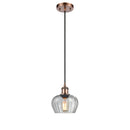 Fenton Mini Pendant shown in the Antique Copper finish with a Clear shade