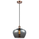 Fenton Mini Pendant shown in the Antique Copper finish with a Plated Smoke shade