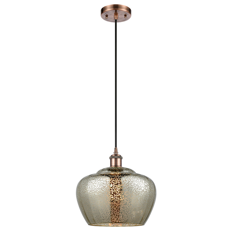 Fenton Mini Pendant shown in the Antique Copper finish with a Mercury shade