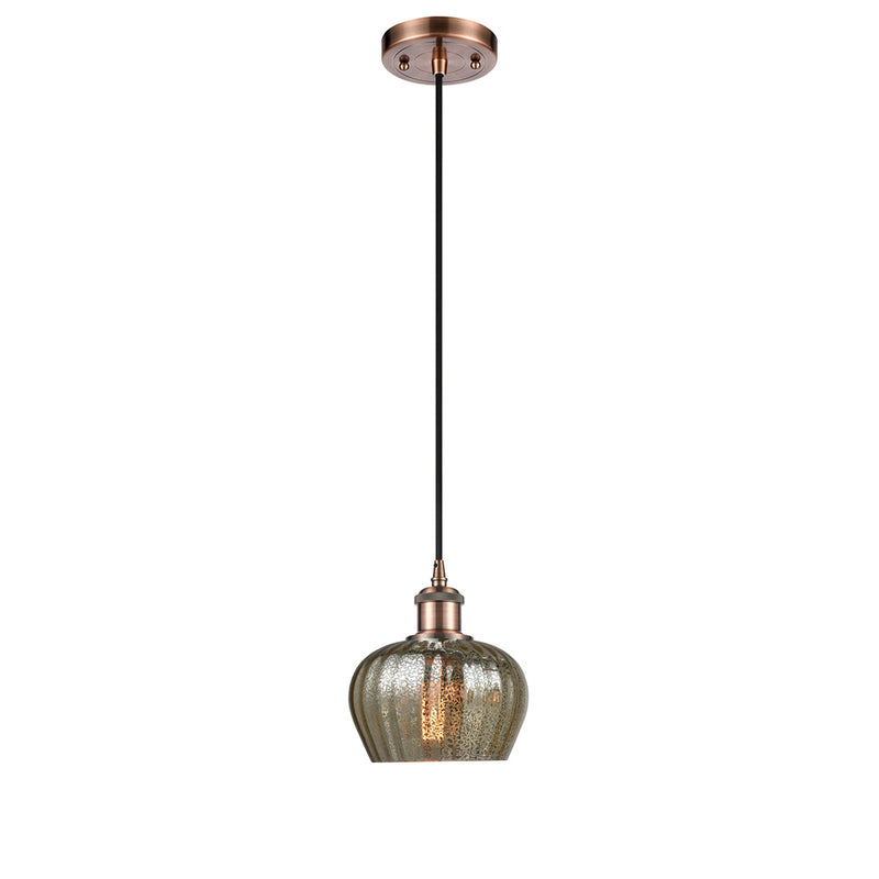 Fenton Mini Pendant shown in the Antique Copper finish with a Mercury shade