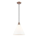 Ballston Cone Mini Pendant shown in the Antique Copper finish with a Matte White shade