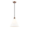 Ballston Cone Mini Pendant shown in the Antique Copper finish with a Matte White shade