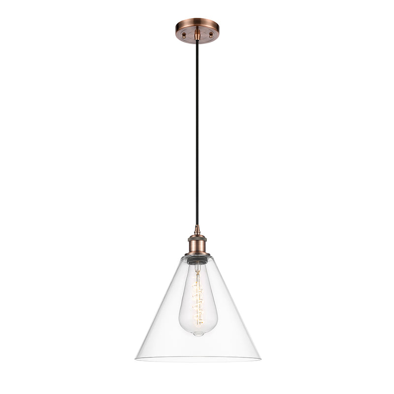 Ballston Cone Mini Pendant shown in the Antique Copper finish with a Clear shade